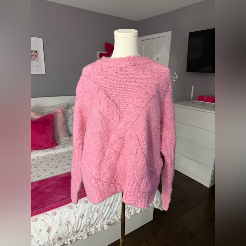 Pink Cable Knit Sweater